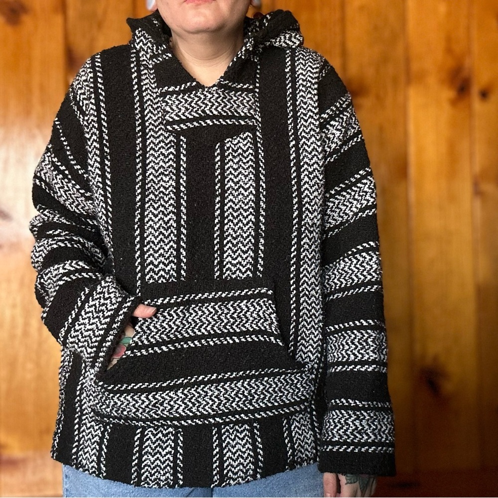 Earth Ragz Black and White Striped Hoodie